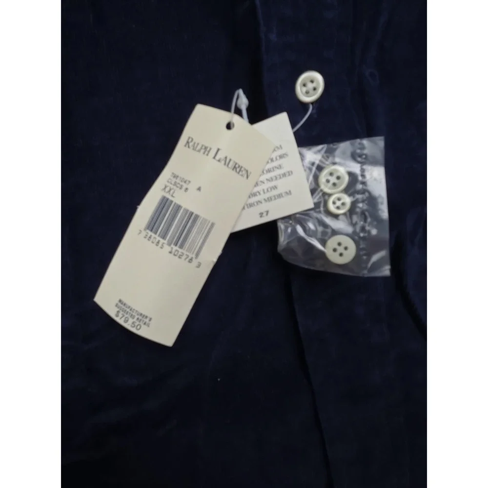NWT Y2K Vintage Polo Ralph Lauren Blake Corduroy Button Down Shirt Mens XXL Blue
